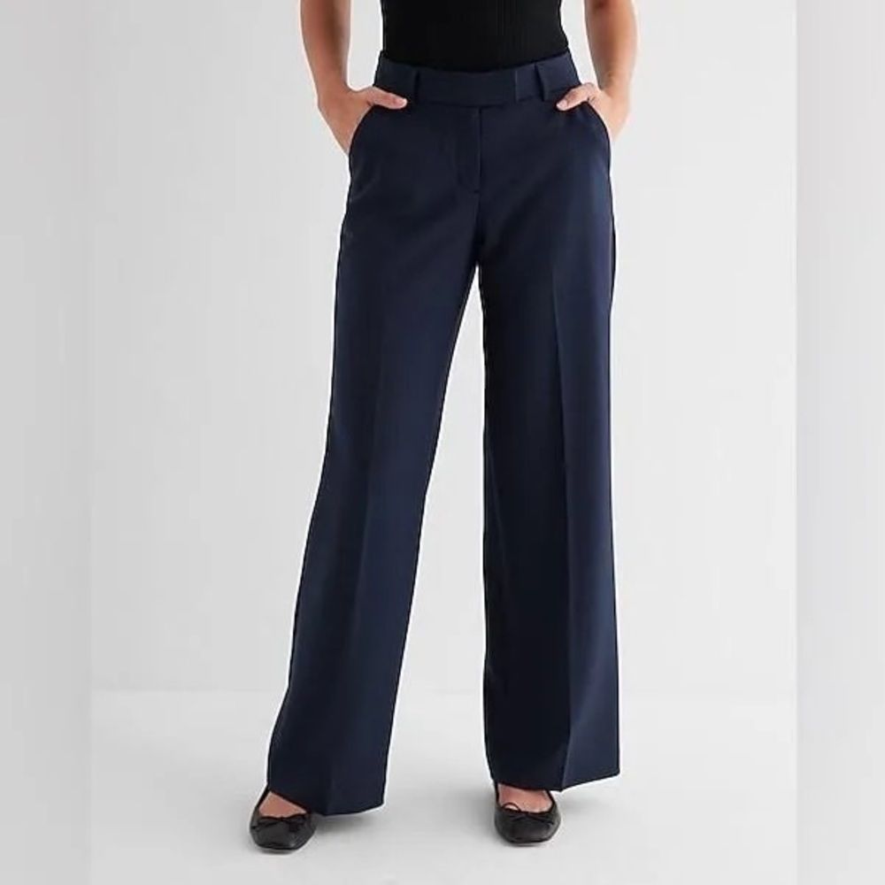 Express Mid-Rise Wool-Blend Relaxed Trouser Pant